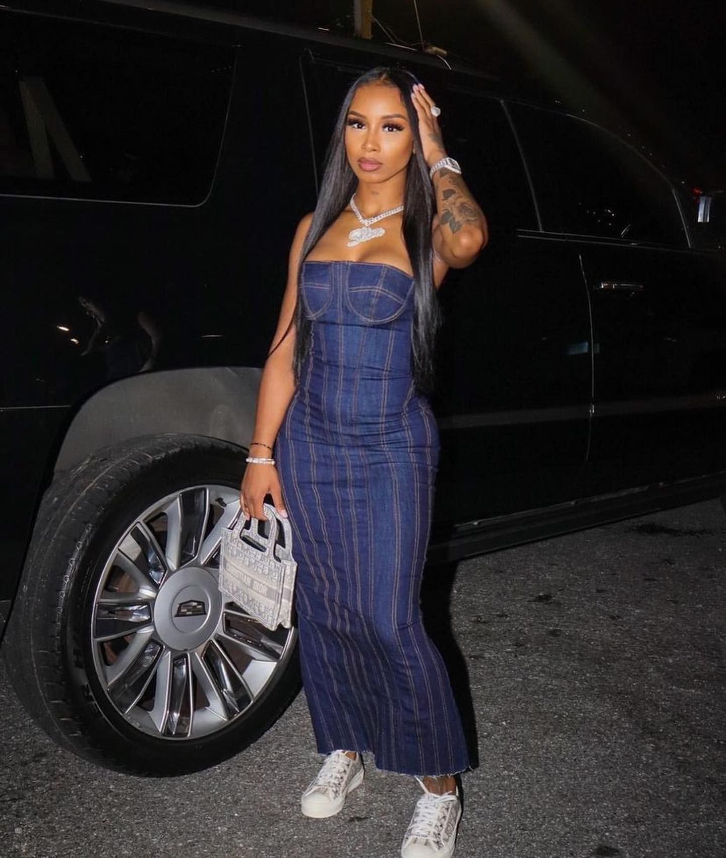 Tube Top Denim Dress Image 6