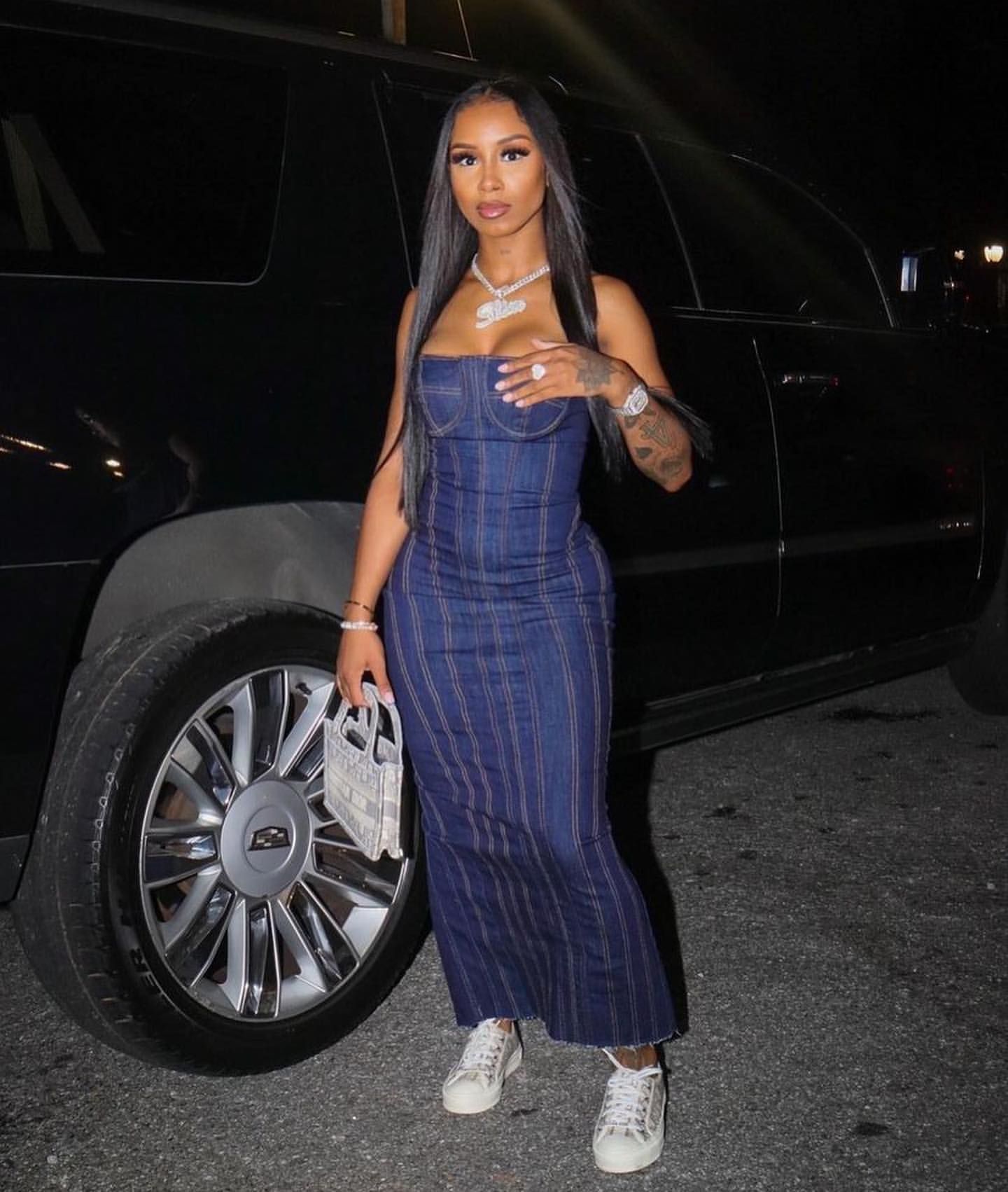 Tube Top Denim Dress Image 4