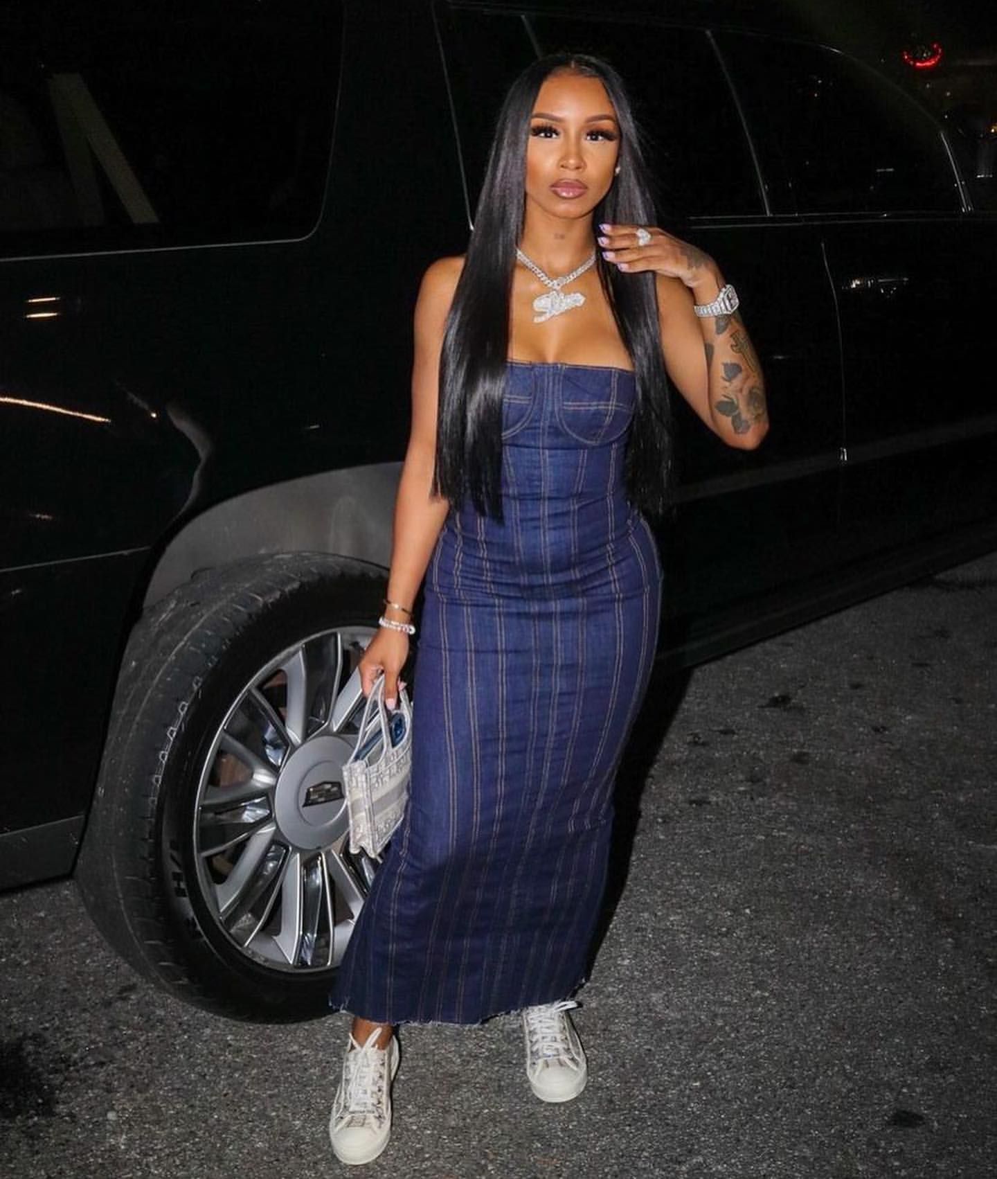 Tube Top Denim Dress Image 2