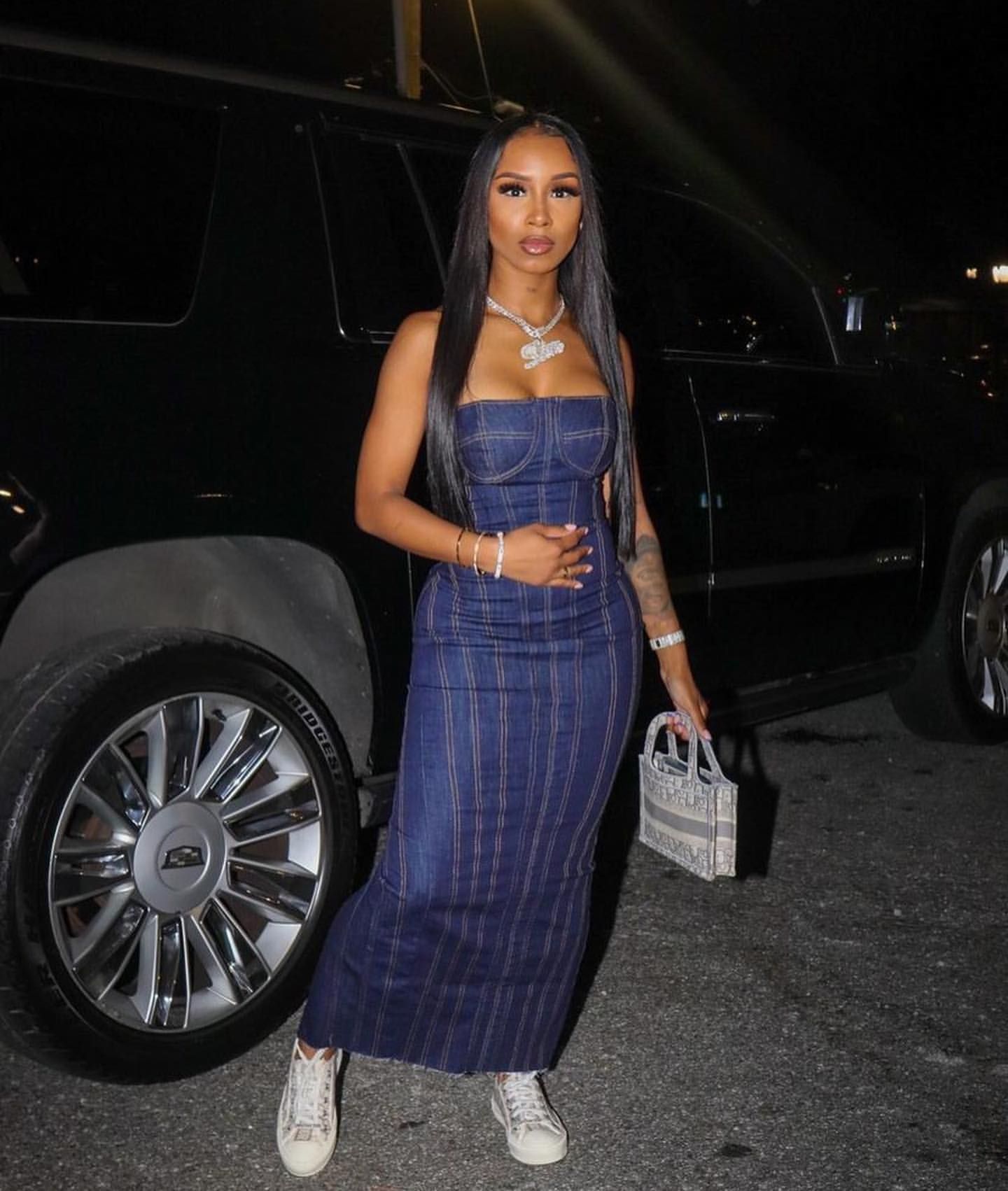 Tube Top Denim Dress Image 5