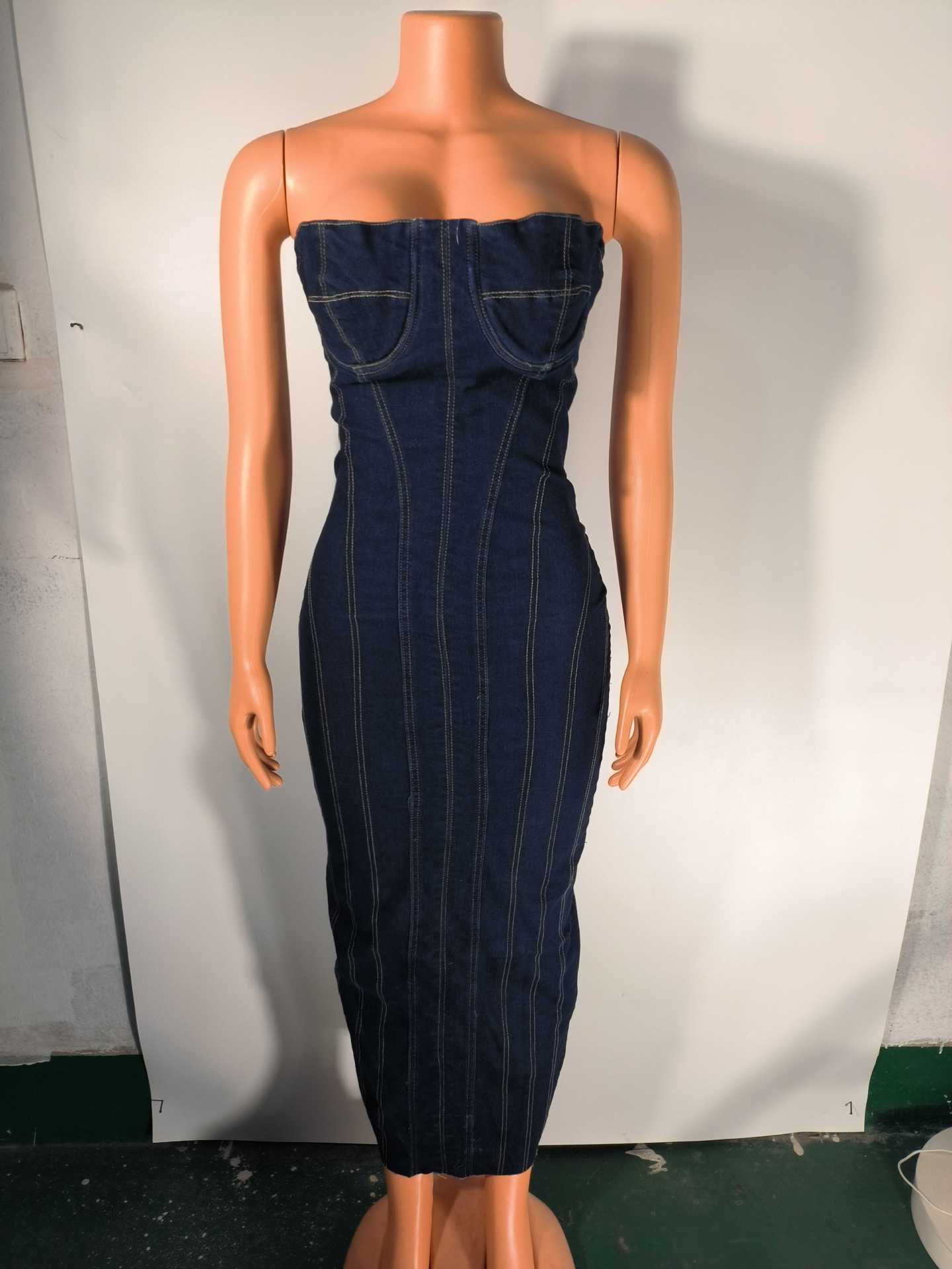 Tube Top Denim Dress Image 12
