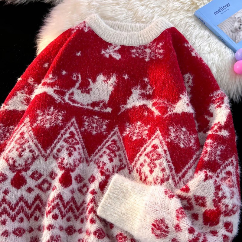 Men's Polyester Warm Sweater in Red