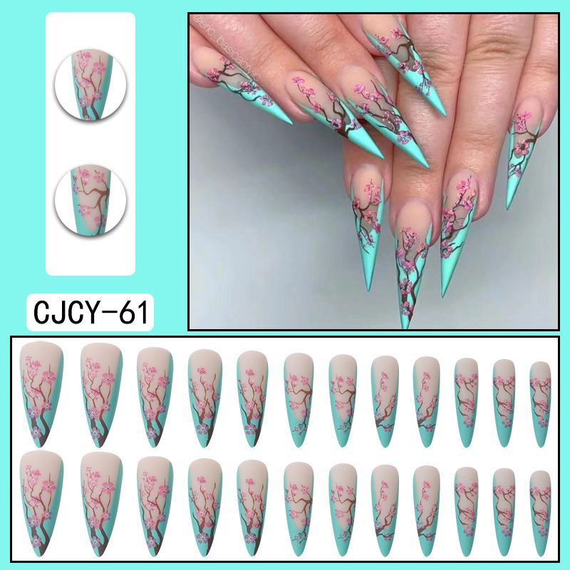 Chinese Style Plum Blossom Long Pointed Nail 2