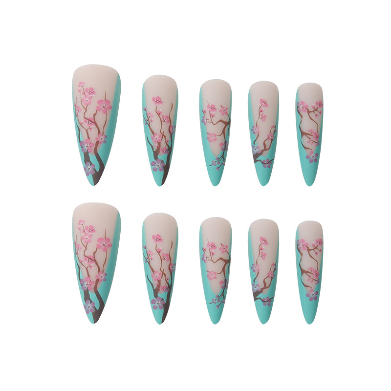 Chinese Style Plum Blossom Long Pointed Nail 3