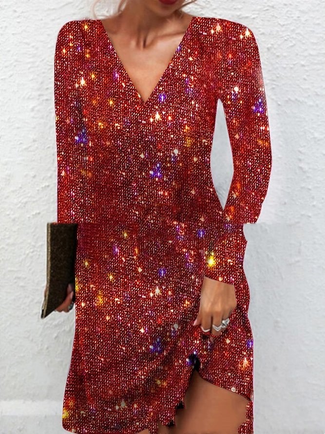 Elegant Sexy Sequined V-neck Dress - Image 4