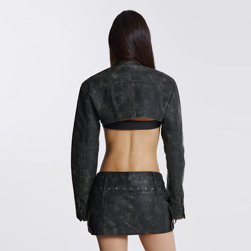 Vintage Worn Cross Belt Leather Miniskirt Image 11