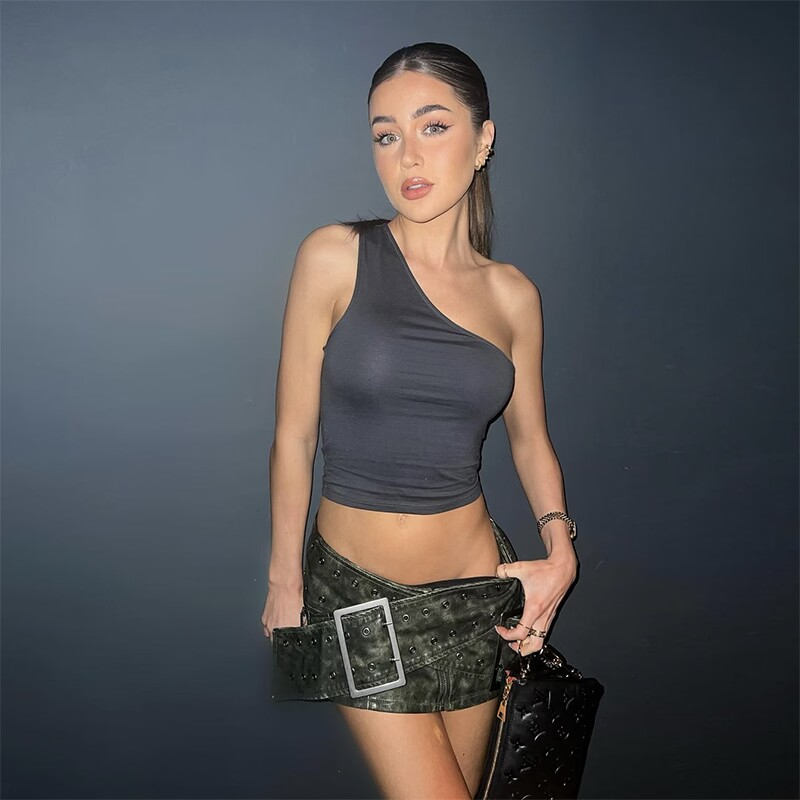 Vintage Worn Cross Belt Leather Miniskirt Image 5