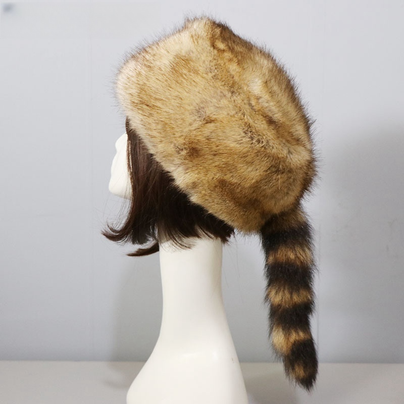 Raccoon Tail Warm Earflaps Cap