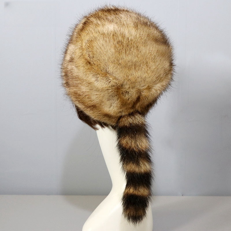 Raccoon Tail Warm Earflaps Cap