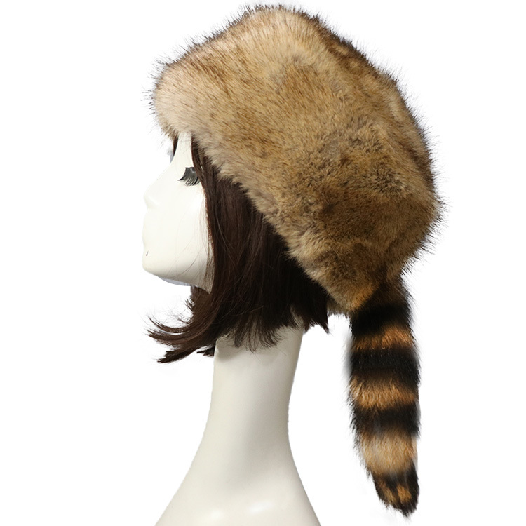 Raccoon Tail Warm Earflaps Cap