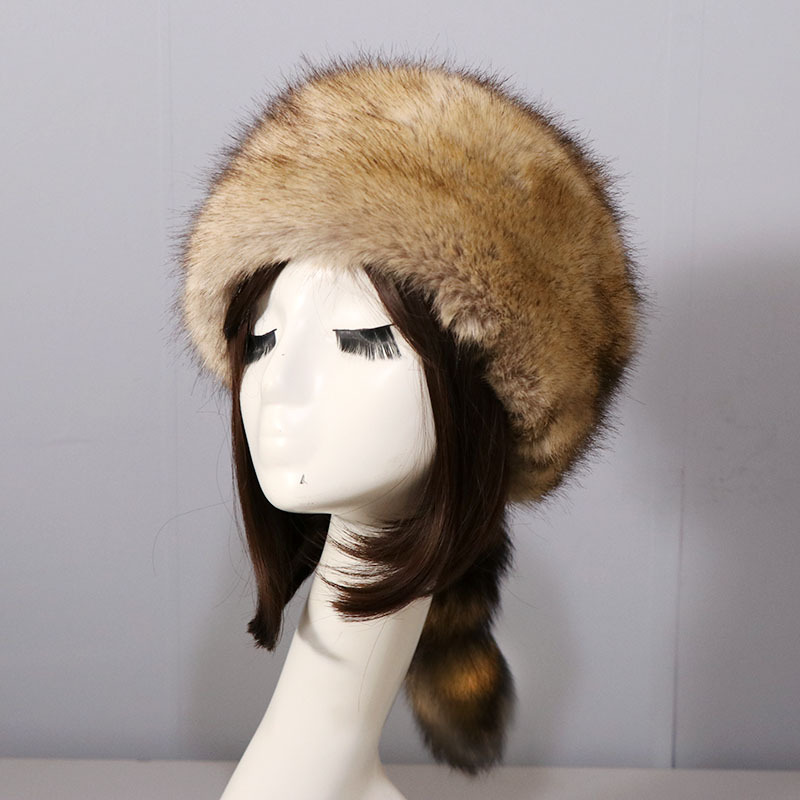 Raccoon Tail Warm Earflaps Cap