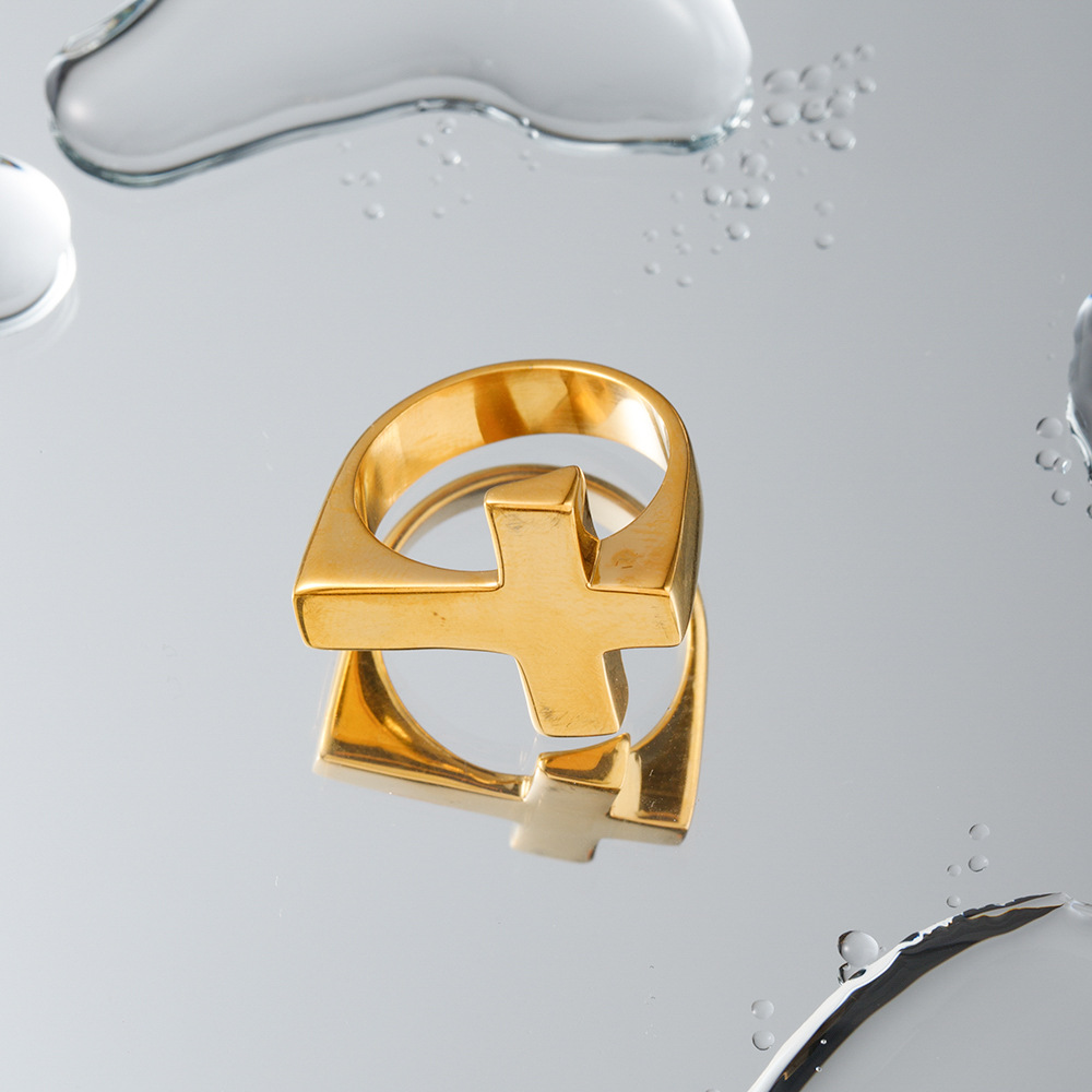  Stainless Steel Cross Shelf Ring Image 2
