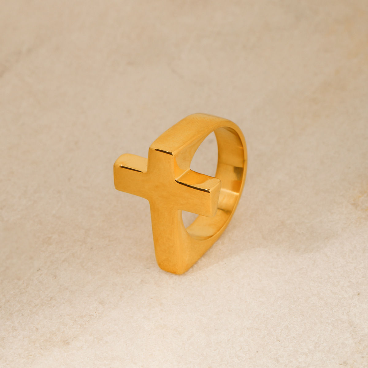 Stainless Steel Cross Shelf Ring Image 1