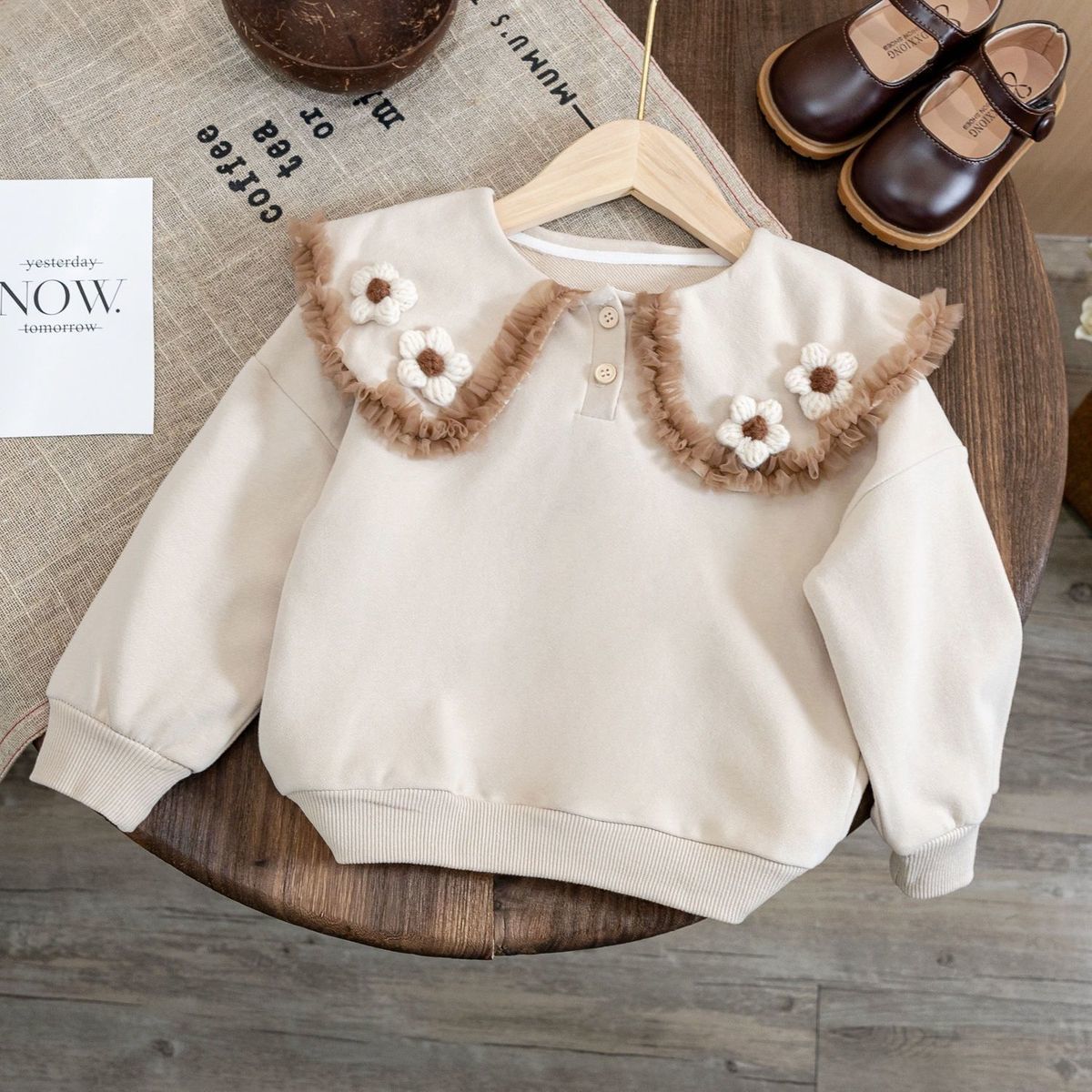 Doll Collar Sweater in Coffee Plush