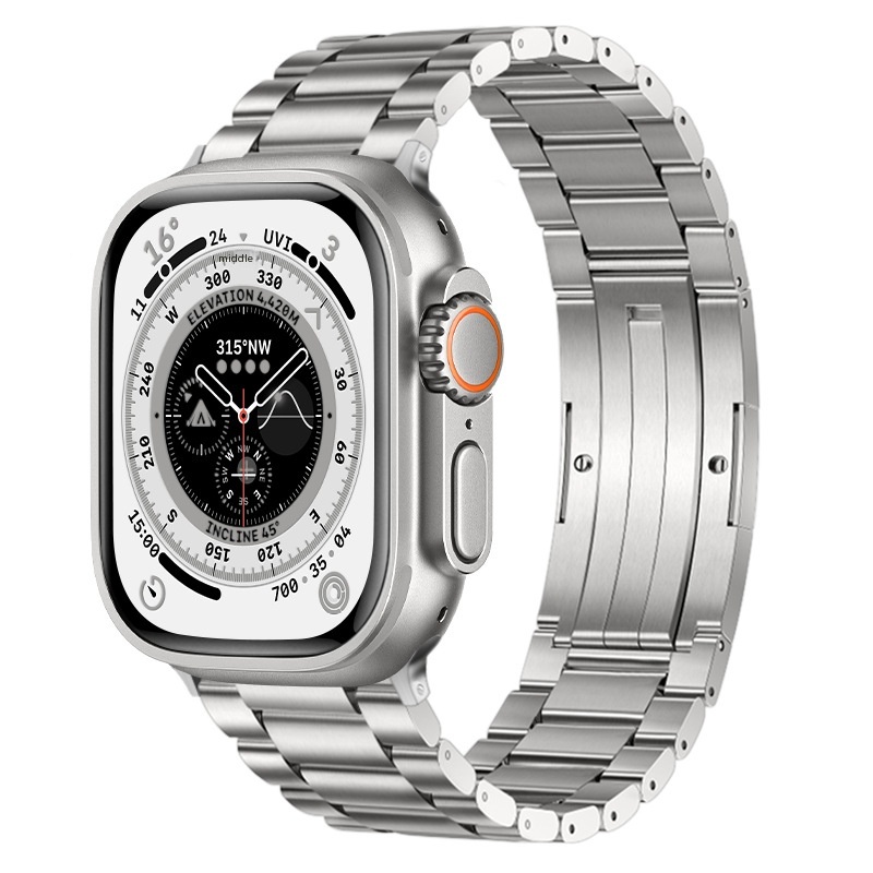 Titanium Gray Metal Smart Watch Strap Detail