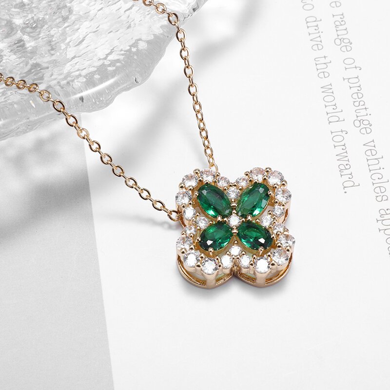 Gold Four-leaf Flower Pendant Necklace