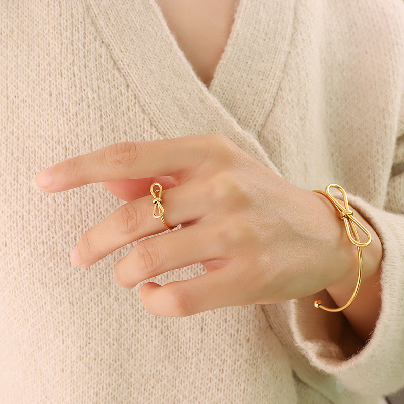 Pastoral Style Sweet Bracelet Minimalist Bowknot Ring