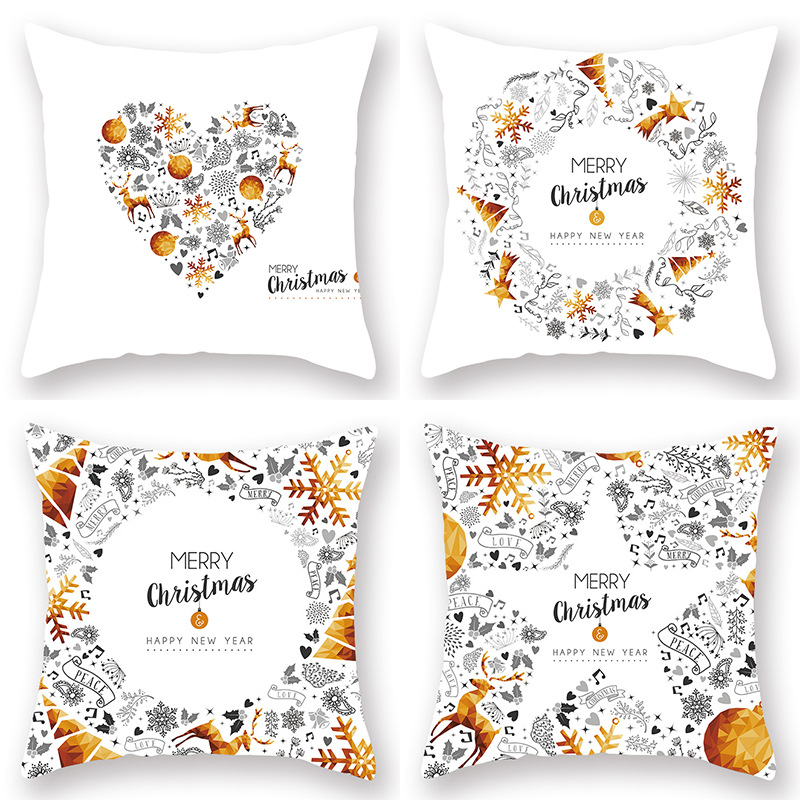 Golden Christmas Pillow Cover Image 1