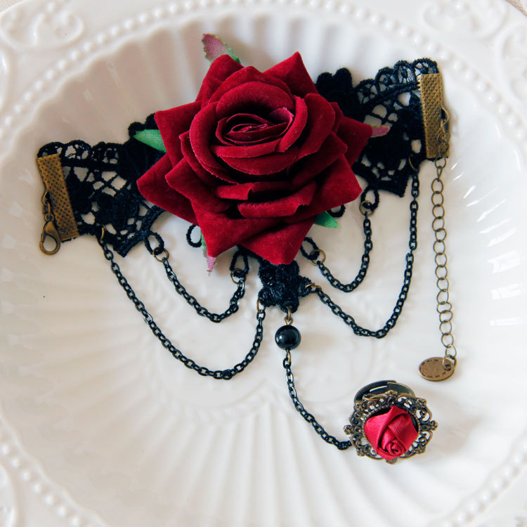 Red Rose Tassel Bracelet Image 6
