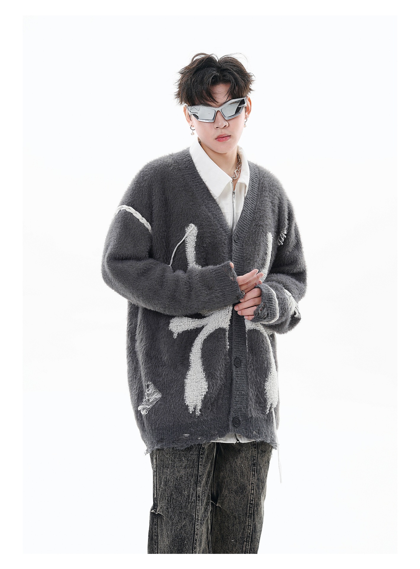 Loose Knitted Cardigan Couple Sweater Image 3