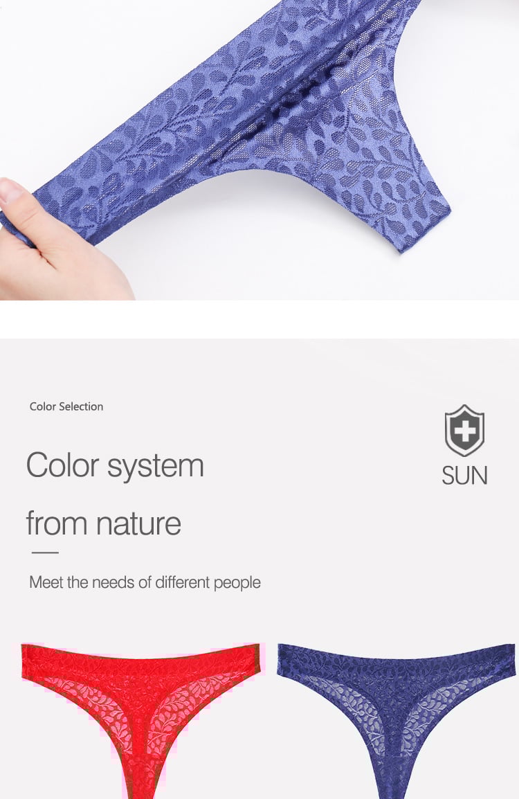 Women's Cotton Jacquard Seamless Tape Thong Panties - Image 8