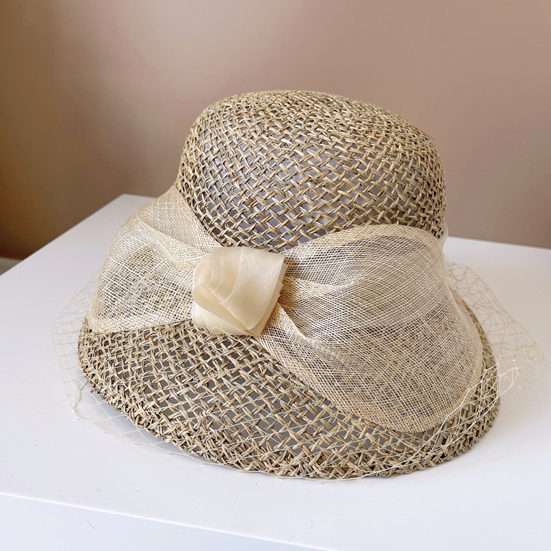 Cambric Big Bowknot Bucket Hat 2