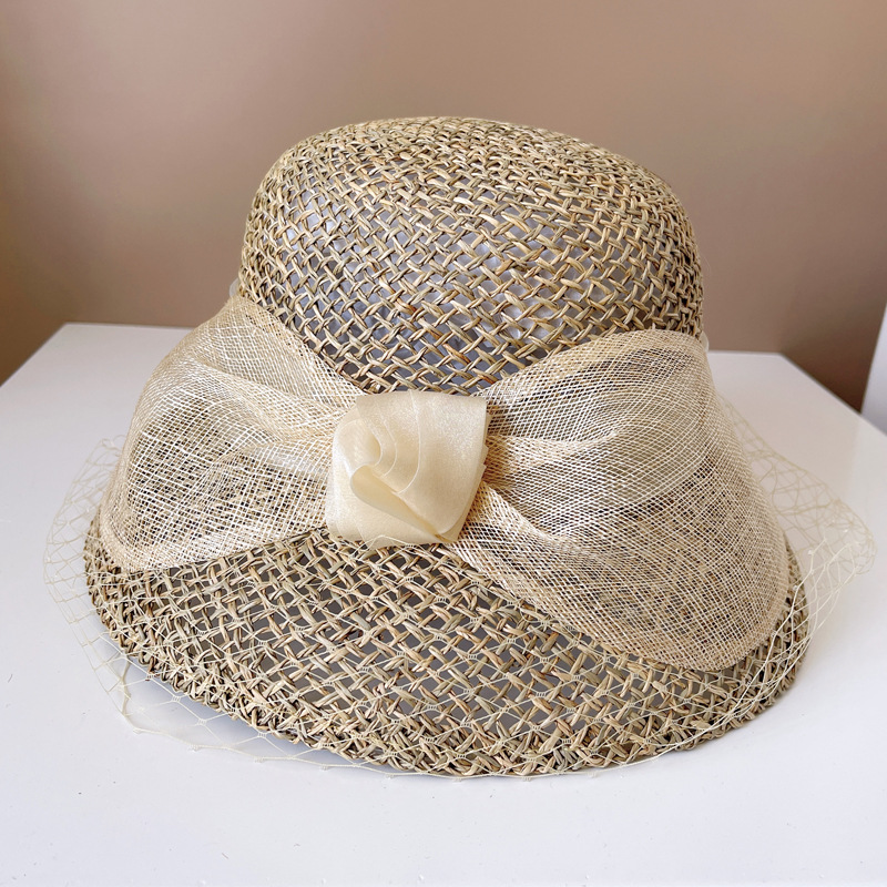 Cambric Big Bowknot Bucket Hat 5