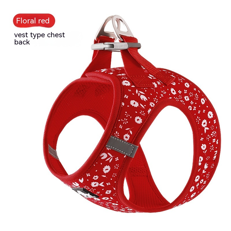 Fashion Small Dog Teddy Vest - Red Daisy