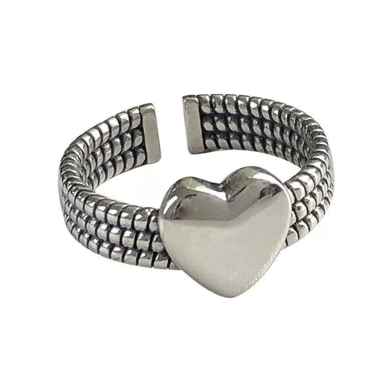 Argent Pur Hollowed Heart Shape Ring 2