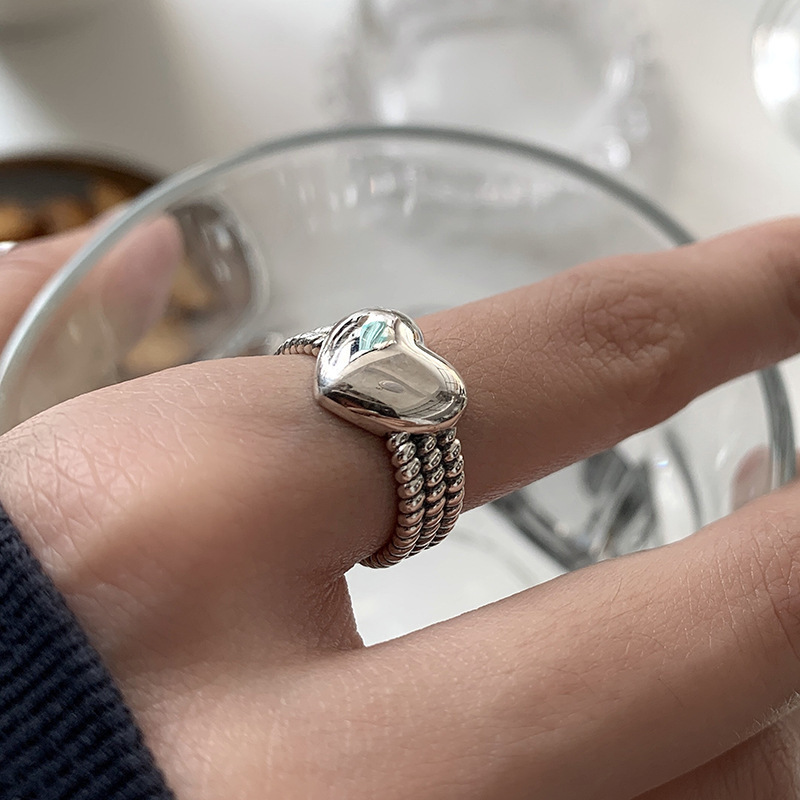 Argent Pur Hollowed Heart Shape Ring 5
