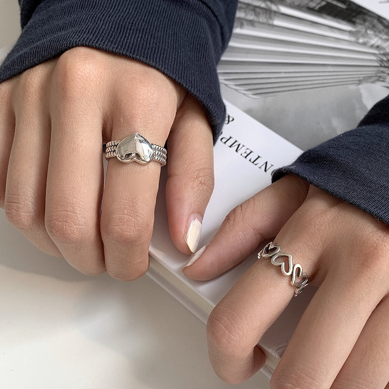 Argent Pur Hollowed Heart Shape Ring 1