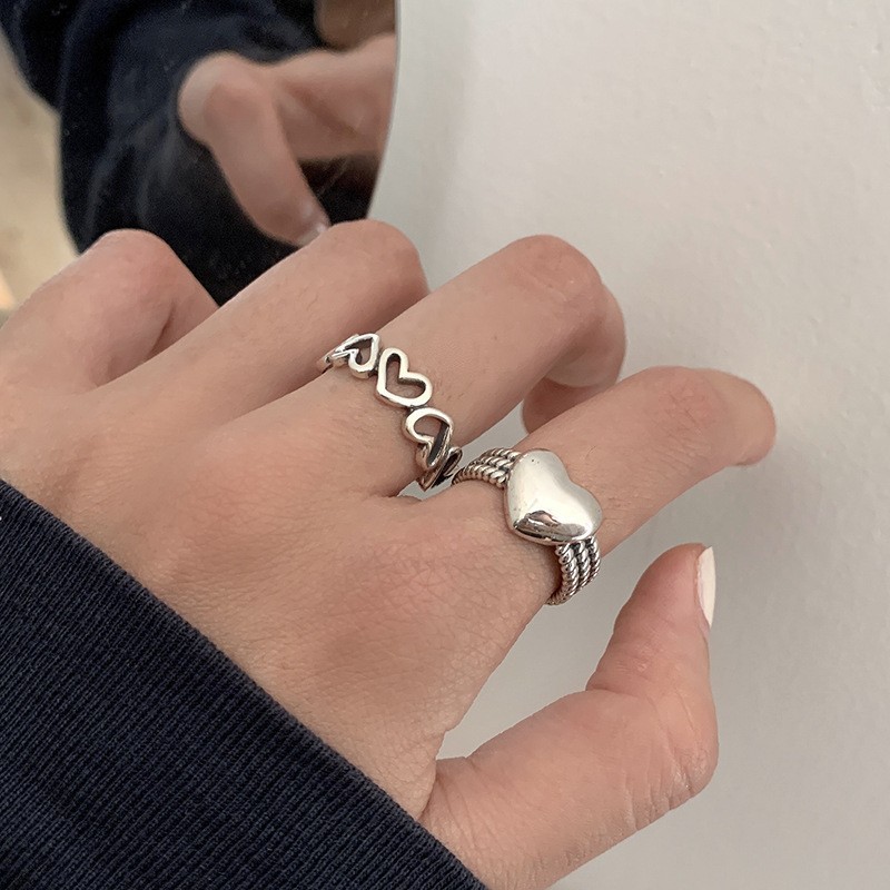 Argent Pur Hollowed Heart Shape Ring 4