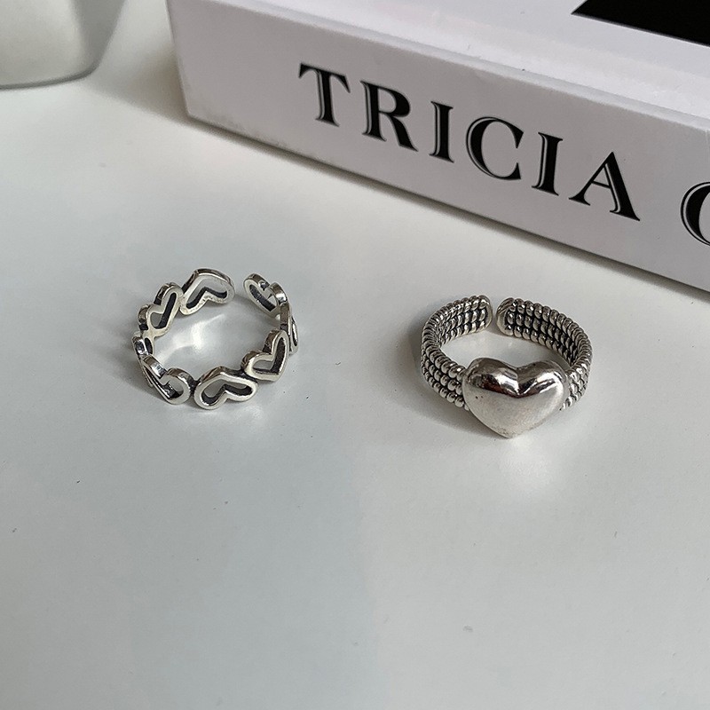 Argent Pur Hollowed Heart Shape Ring 6