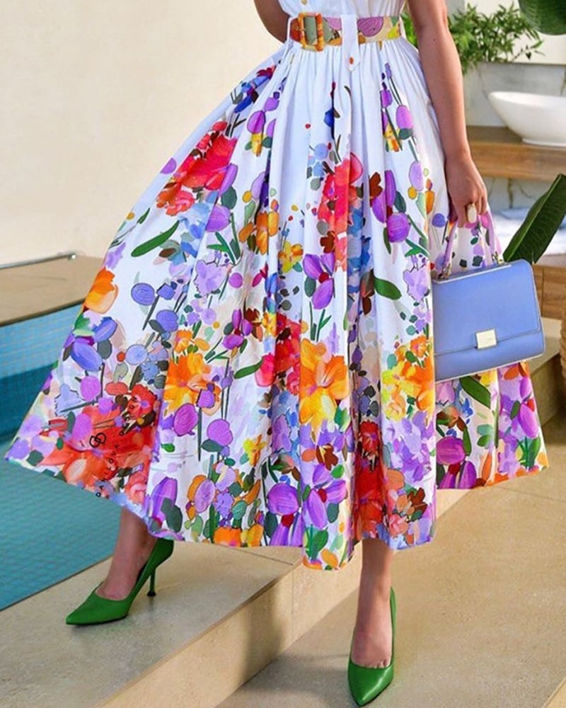 Women's Fashion Short-sleeved Button Dress - Image 4