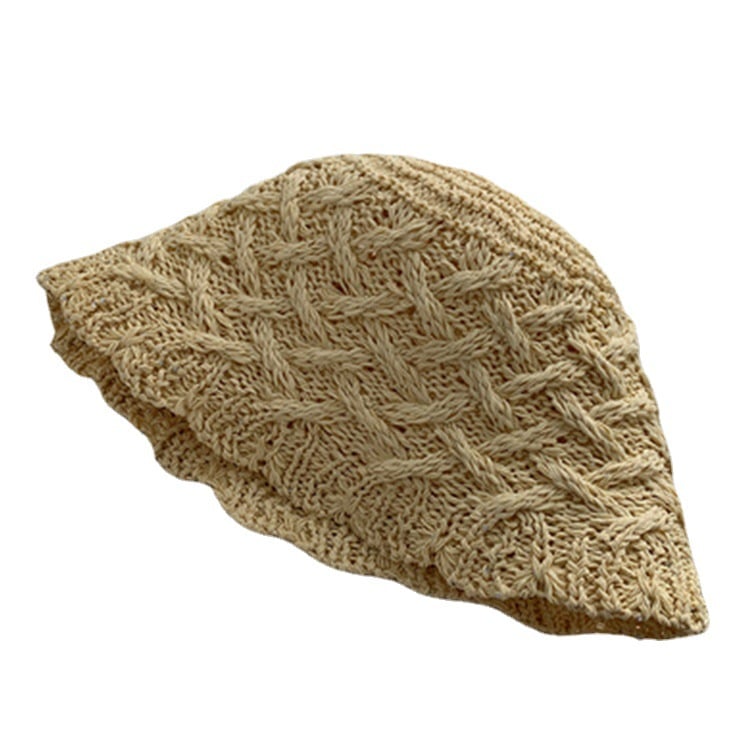 Hollow Straw Bucket Hat Black