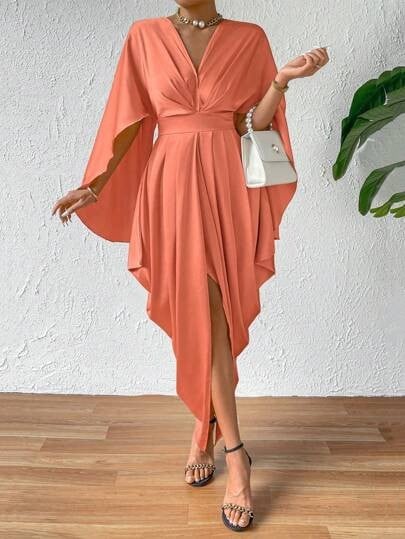 Women's Cloak Pleated Wave Dress Image 4