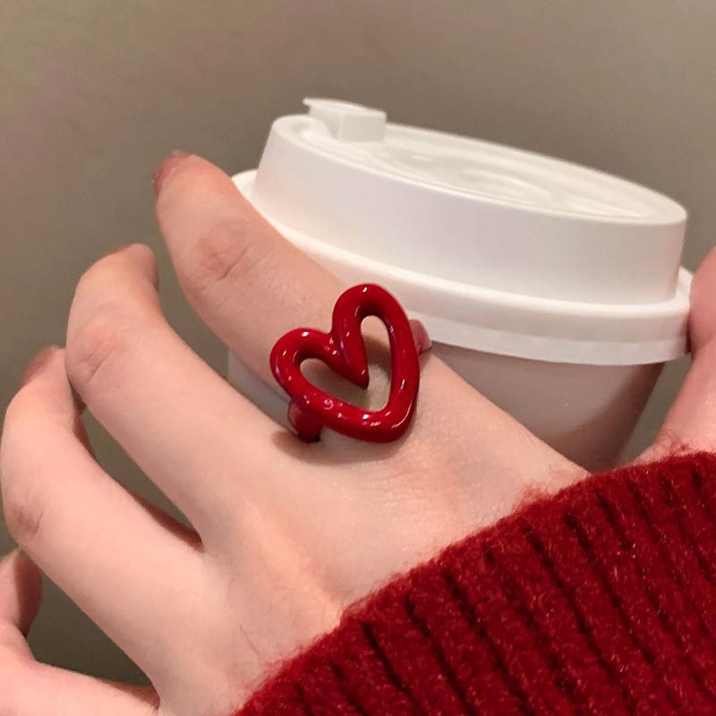 Drip Glazed Love Heart-shaped Ring in White