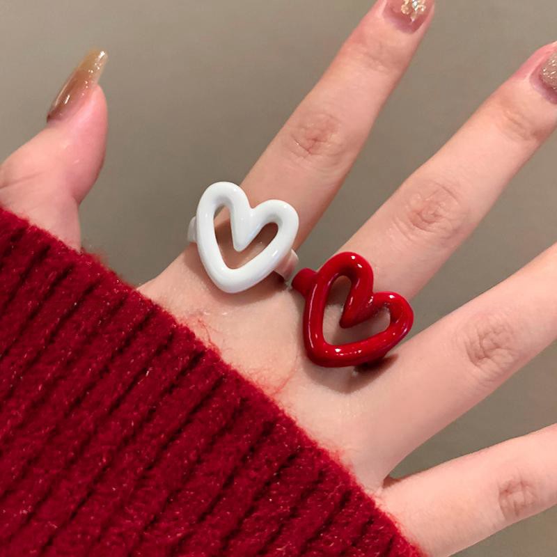 Drip Glazed Love Heart-shaped Ring