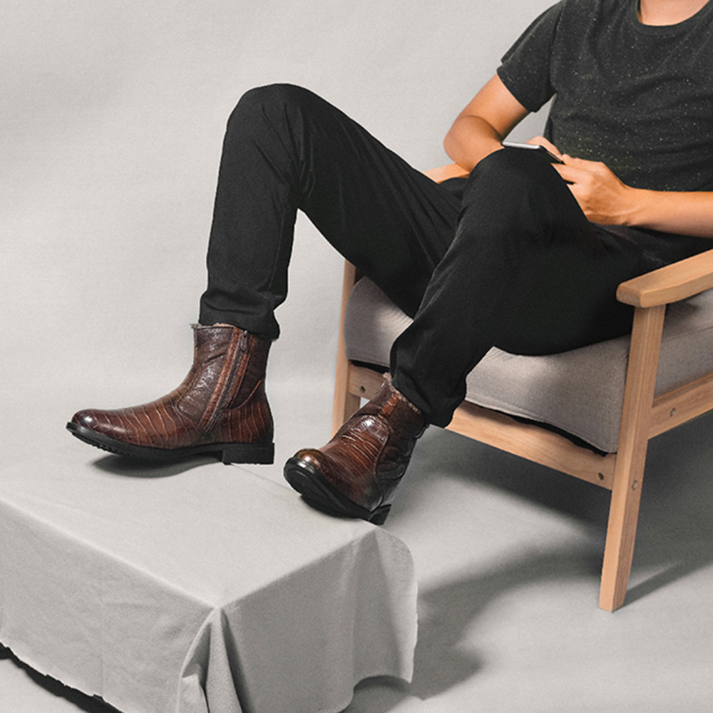 Retro Plush Men's Boots - Detail View