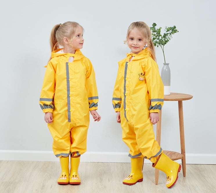 Children wearing raincoat