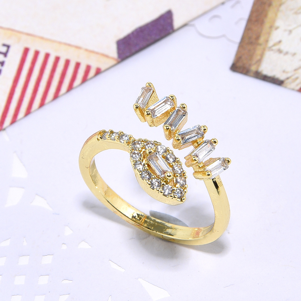 Women's Fashion Copper Inlaid Color Double Ladder Zircon Ring - Image 4