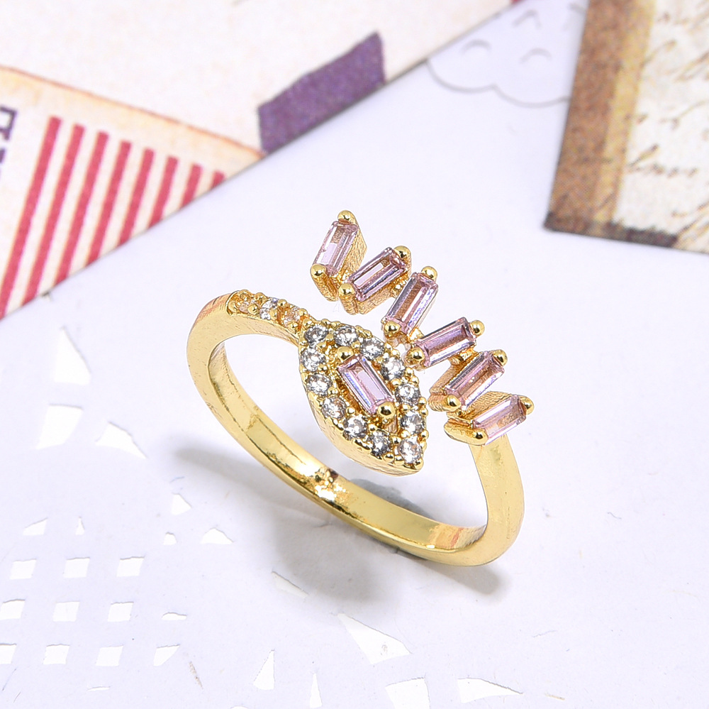 Women's Fashion Copper Inlaid Color Double Ladder Zircon Ring - Image 6