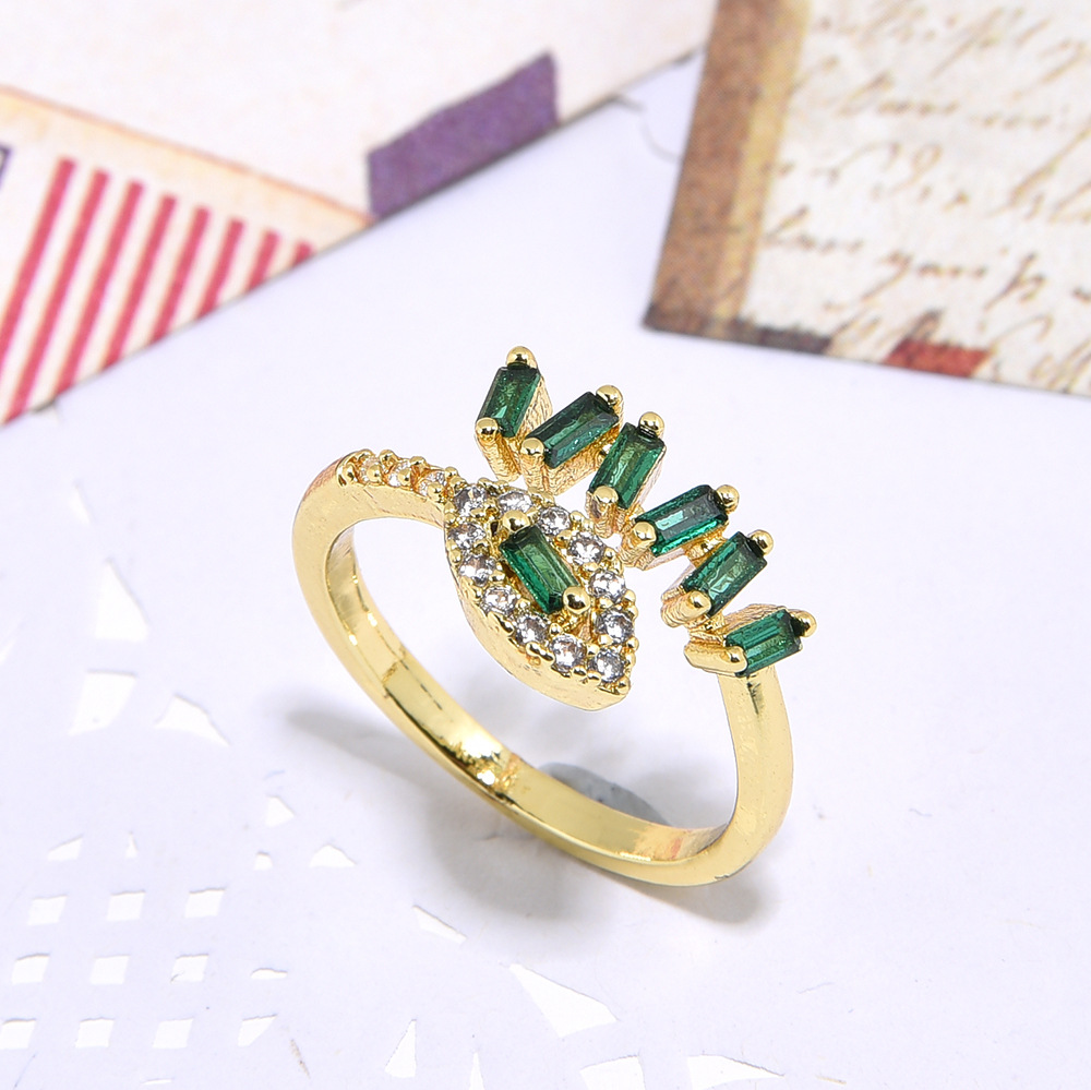 Women's Fashion Copper Inlaid Color Double Ladder Zircon Ring - Image 3