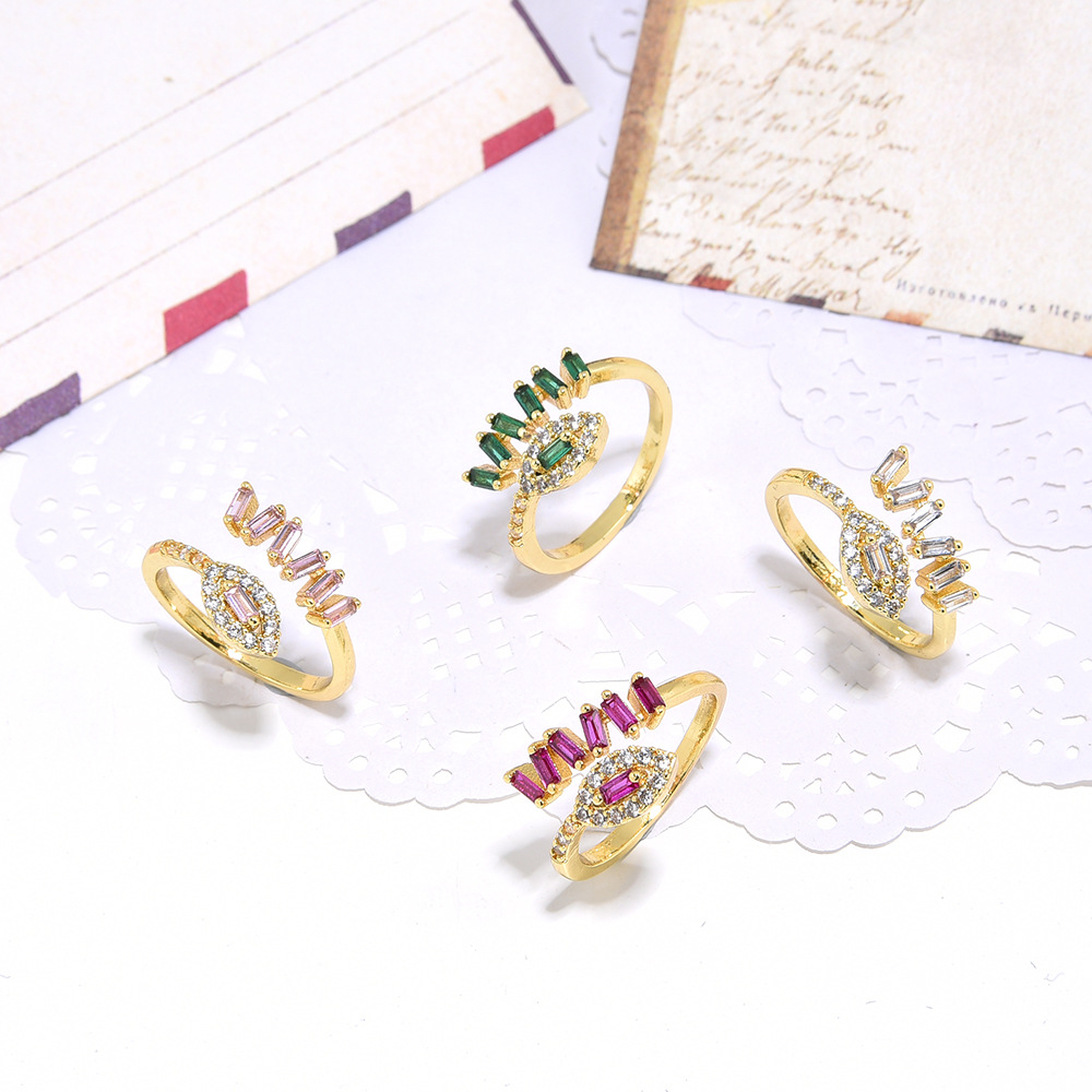 Women's Fashion Copper Inlaid Color Double Ladder Zircon Ring - Image 5