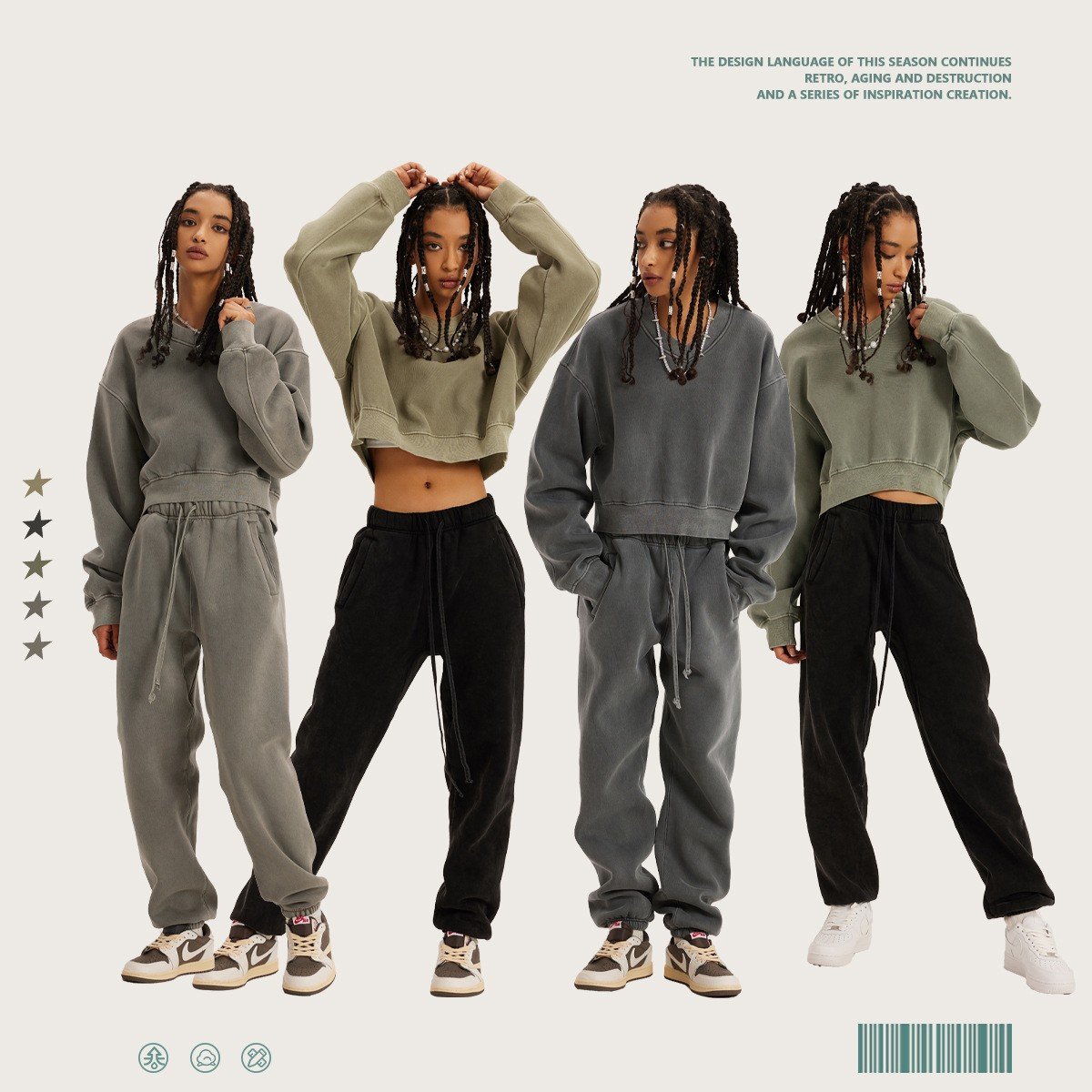 Vintage Wash And Fleece V-neck Hoodie Image 3