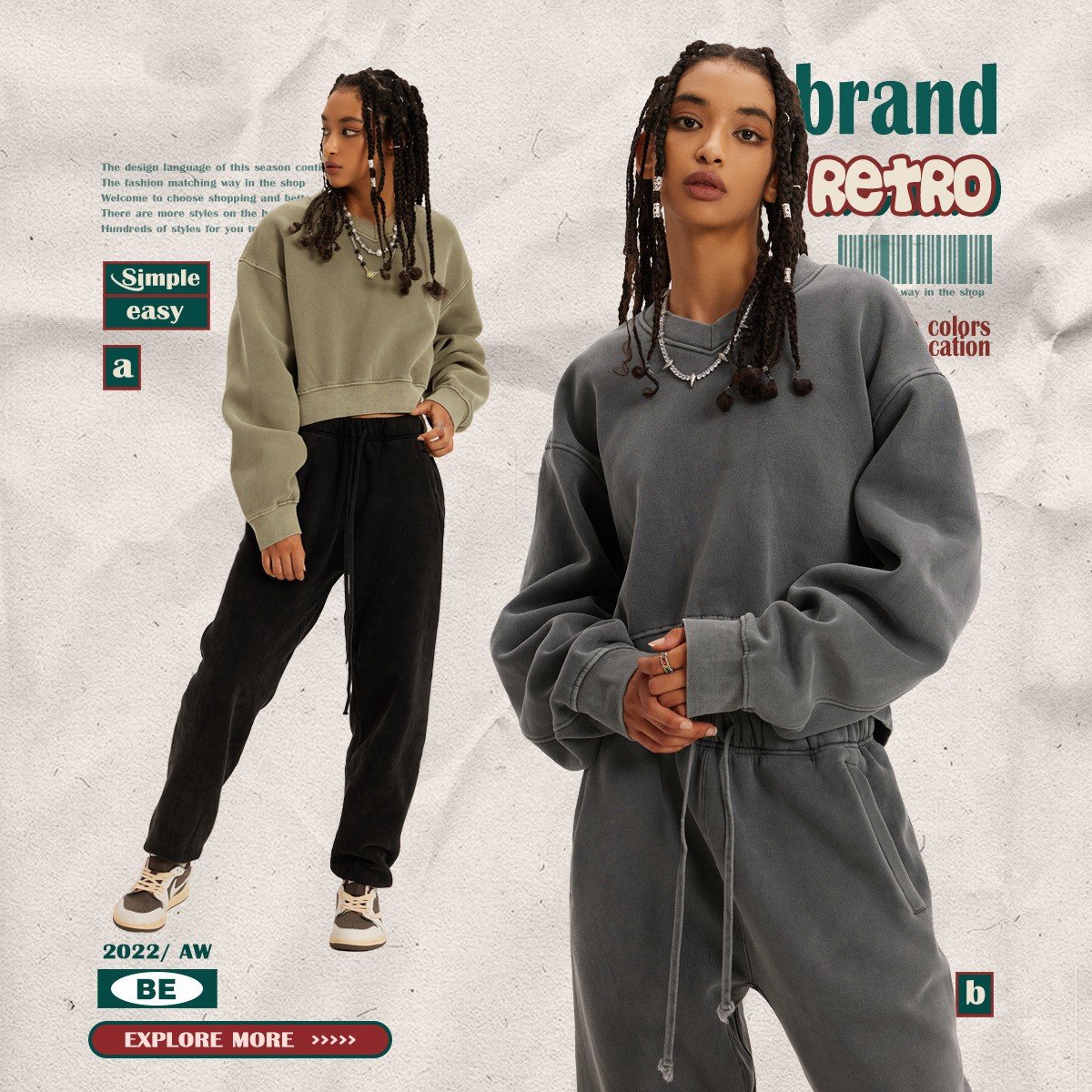 Vintage Wash And Fleece V-neck Hoodie Image 2