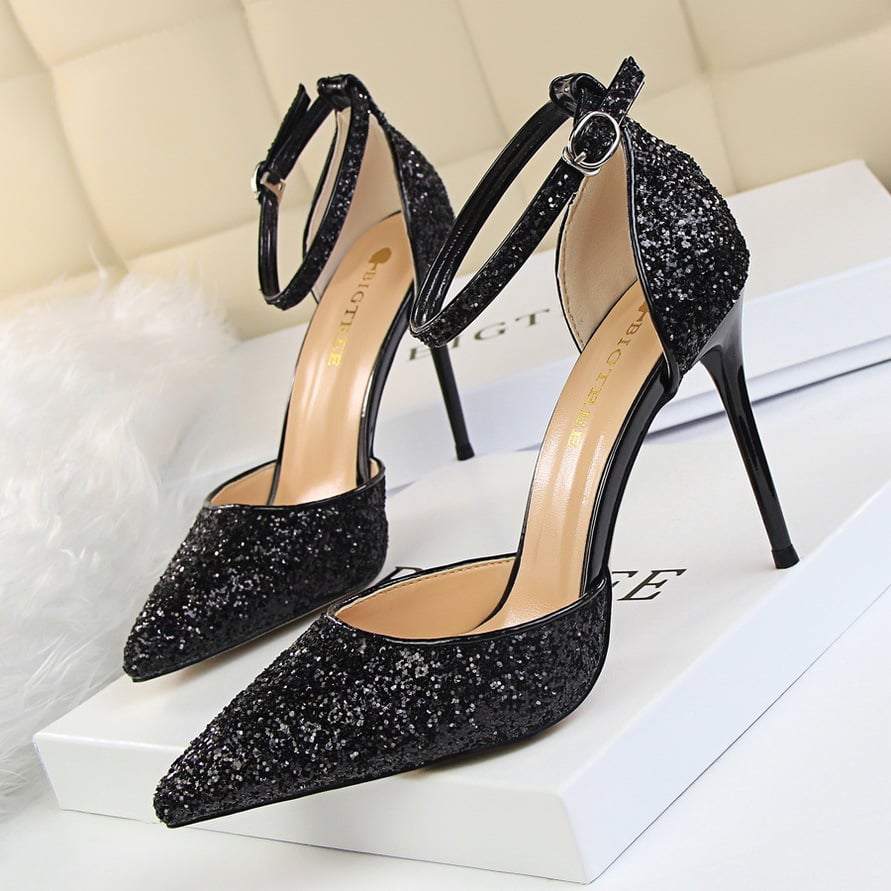 High Heel Sequin Sandals