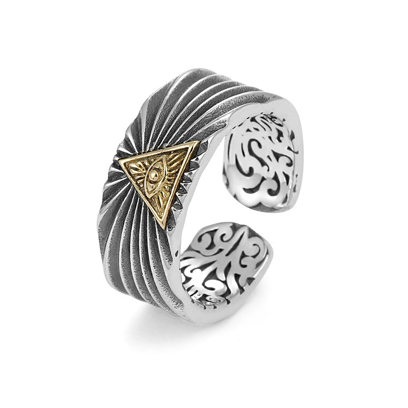 Fashion Vintage Grass Pattern Eye Ring - Image 5