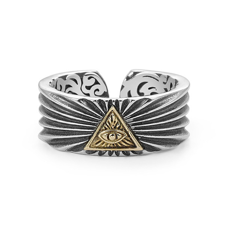 Fashion Vintage Grass Pattern Eye Ring - Image 3