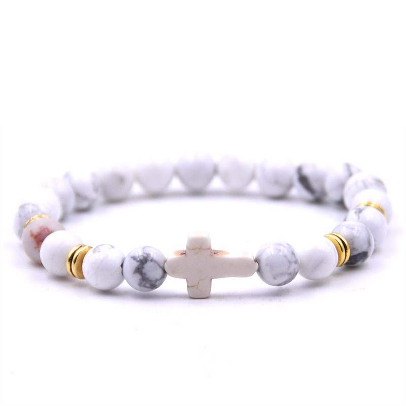 Stone White Turquoise Cross Bracelet